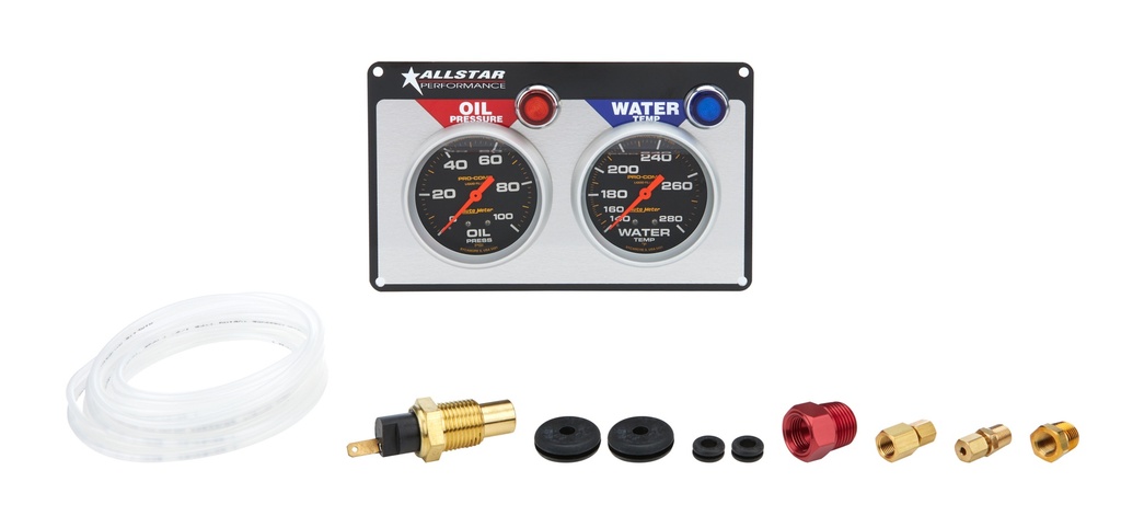 Allstar Performance - 2 Gauge Panel A/M OP/WT Liquid Filled