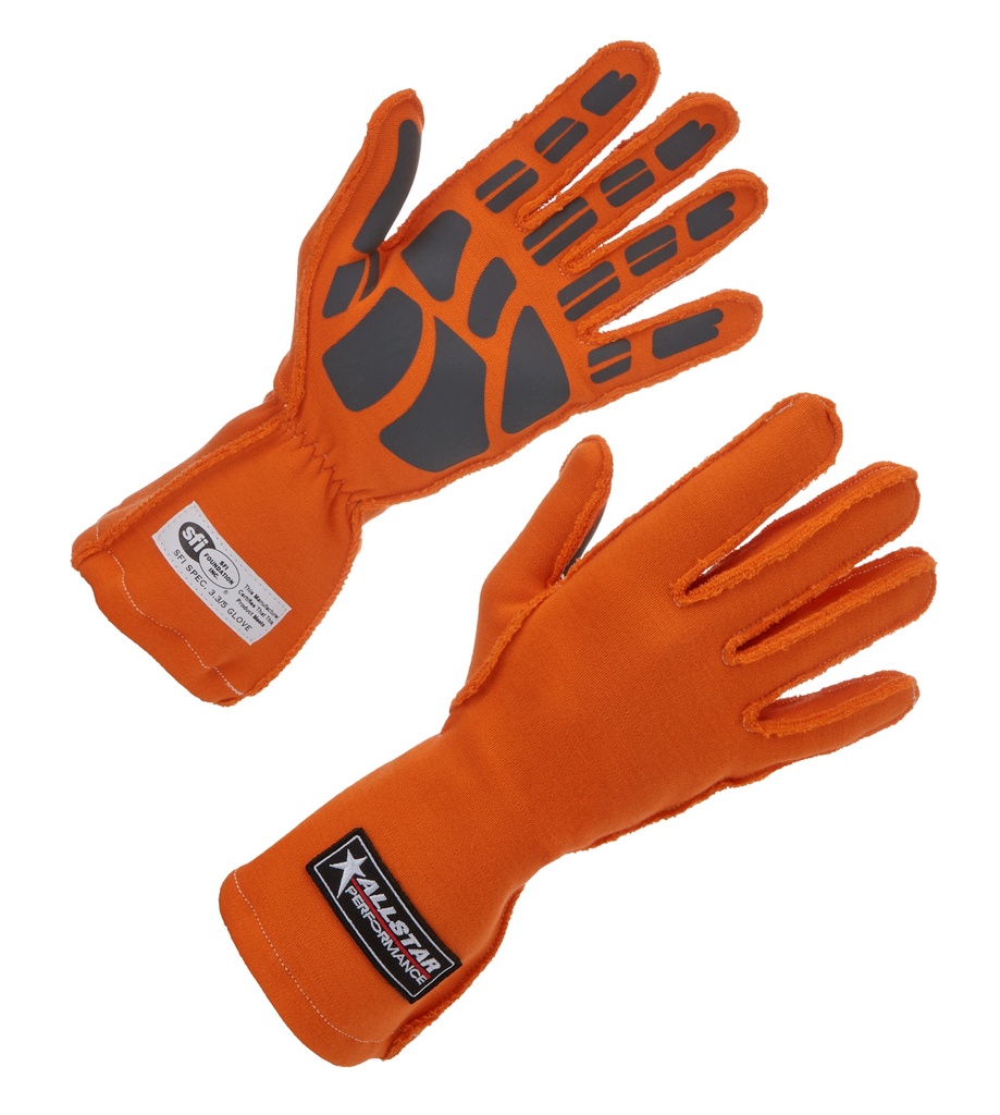 [ALL916044] Allstar Performance - Driving Gloves SFI 3.3/5 Outseam D/L LG Orange