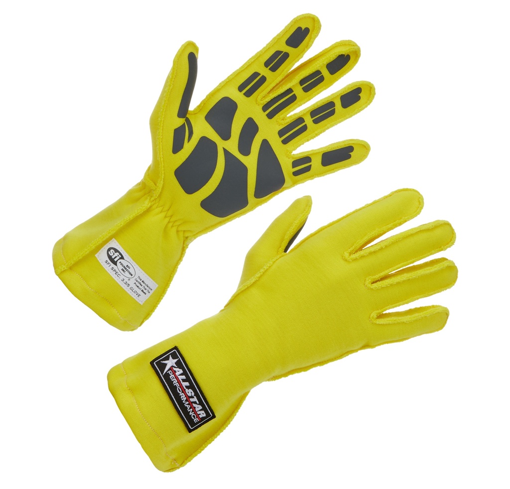 [ALL916095] Allstar Performance - Driving Gloves SFI 3.3/5 Outseam D/L XL Yellow