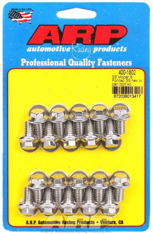 [ARP400-1802] ARP - Oil Pan Bolt Kit 6pt Ss Sbm & Pontiac V8