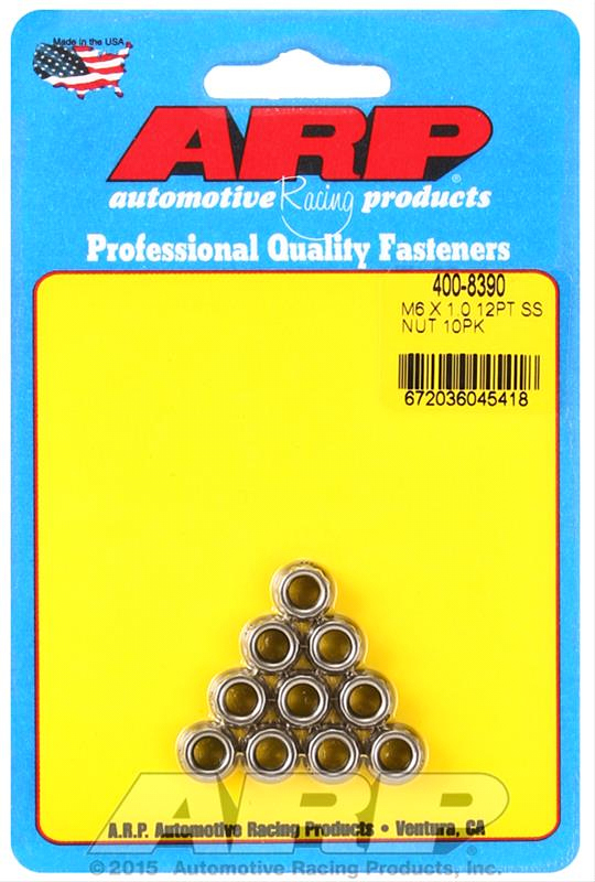 [ARP400-8390] ARP - 6Mm X 1.00 12Pt Nuts 10Pk Stainless Steel