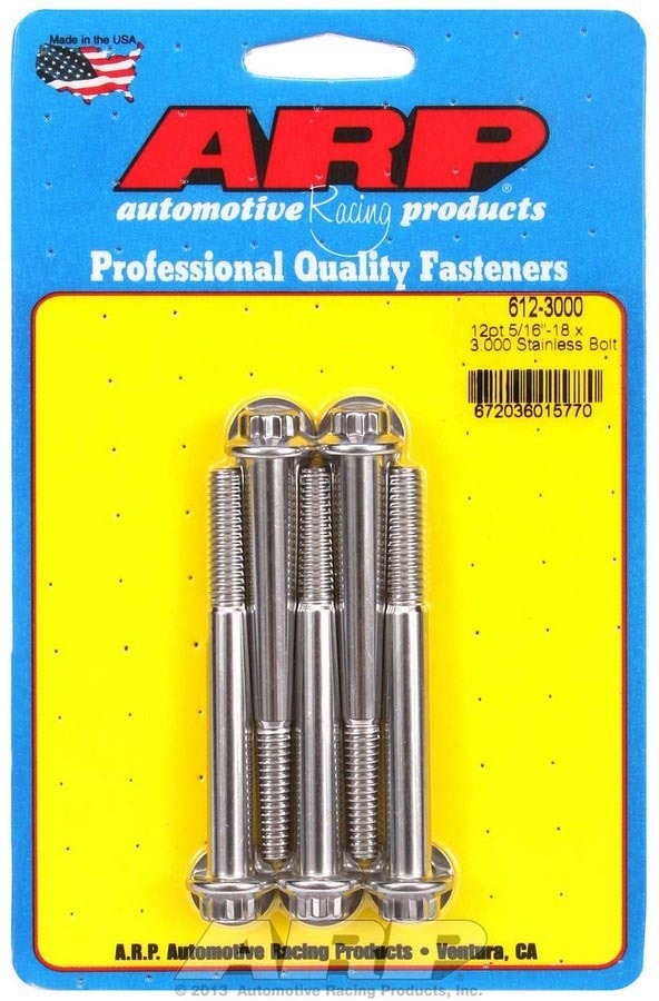 [ARP612-3000] Arp - S/S Bolt Kit - 12pt. (5) 5/16-18 x 3.000