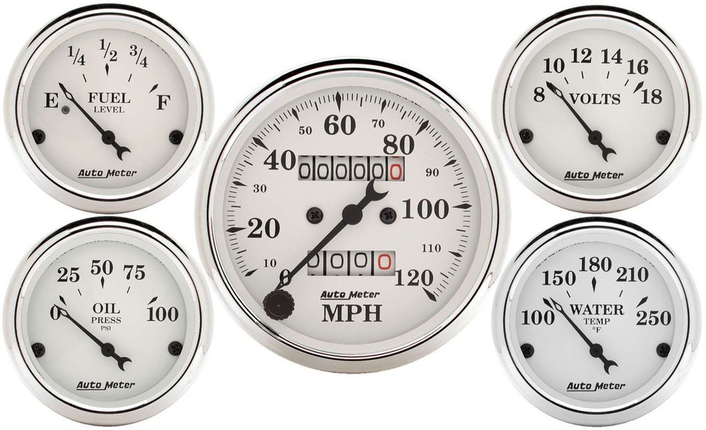 [ATM1601] Autometer - Old Tyme White Gauge Kit Mech Speedo