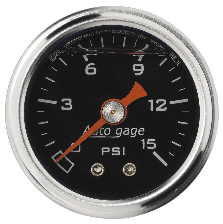 [ATM2172] Autometer - 1-1/2in Pressure Gauge - 0-15psi - Black Face
