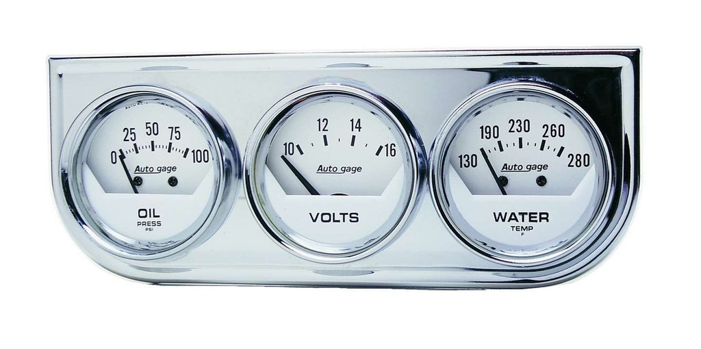 [ATM2325] Autometer - 2-1/16in Oil/Volt/Water Chrm Short Sweep Console