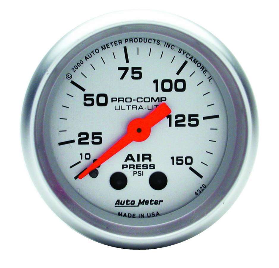 [ATM4320] Autometer - 2-1/16in U/L Air Press. Gauge 0-150psi