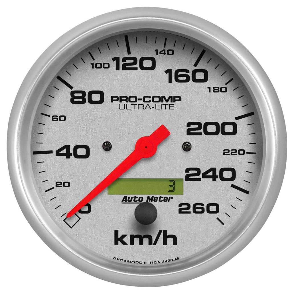 [ATM4489-M] Autometer - 5in U/L Speedometer - 260KPH Metric