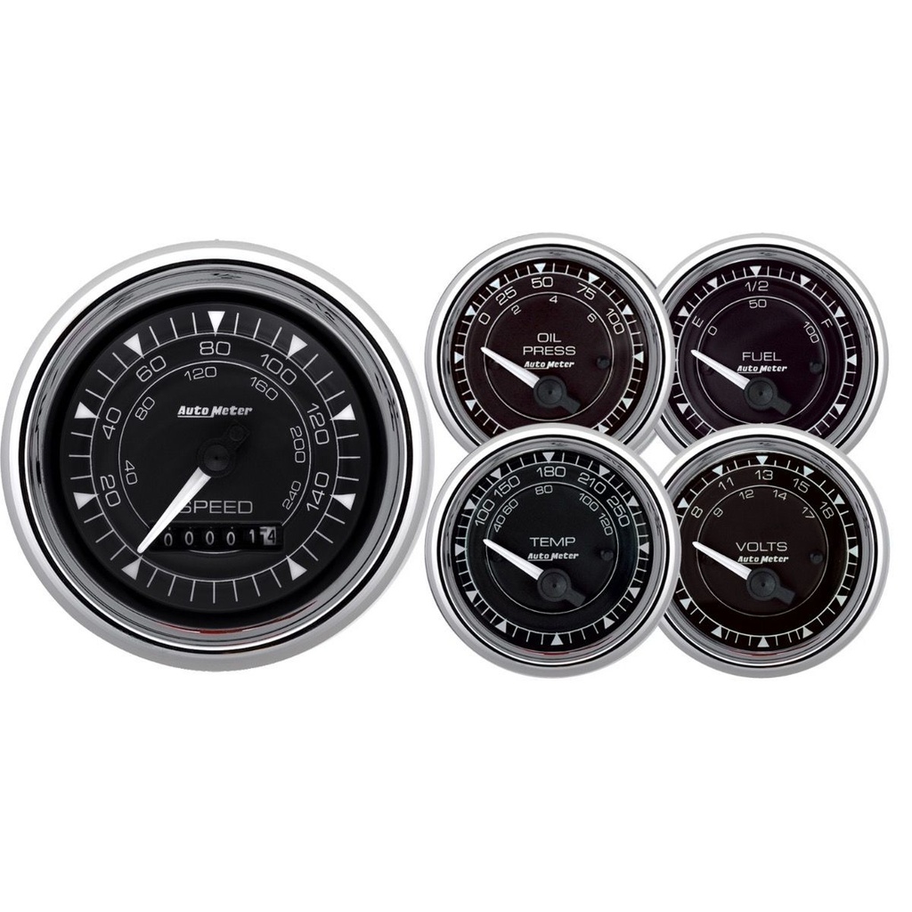 [ATM9708] Autometer - 2/16 Chrono Chrome Gauge 5-Piece Gauge Kit