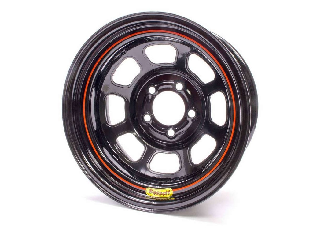 [BASD58DF4] Bassett - 15x8 D Hole 5x4.5 Bc 4in Bs Black Dot
