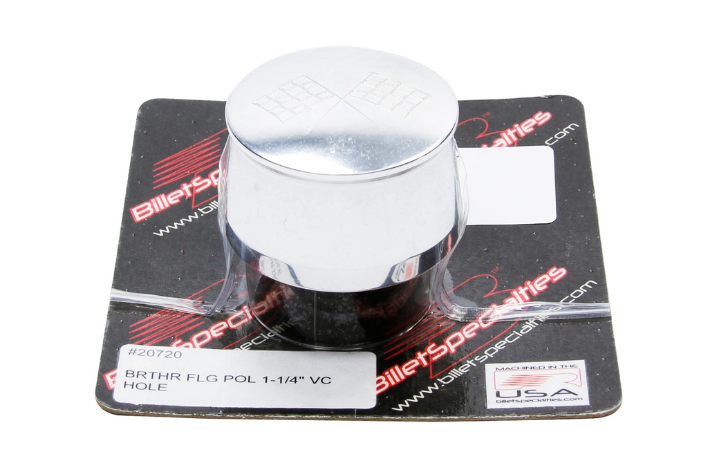 [BSP20720] Billet Specialties - Polished Breather Cross Flags Logo