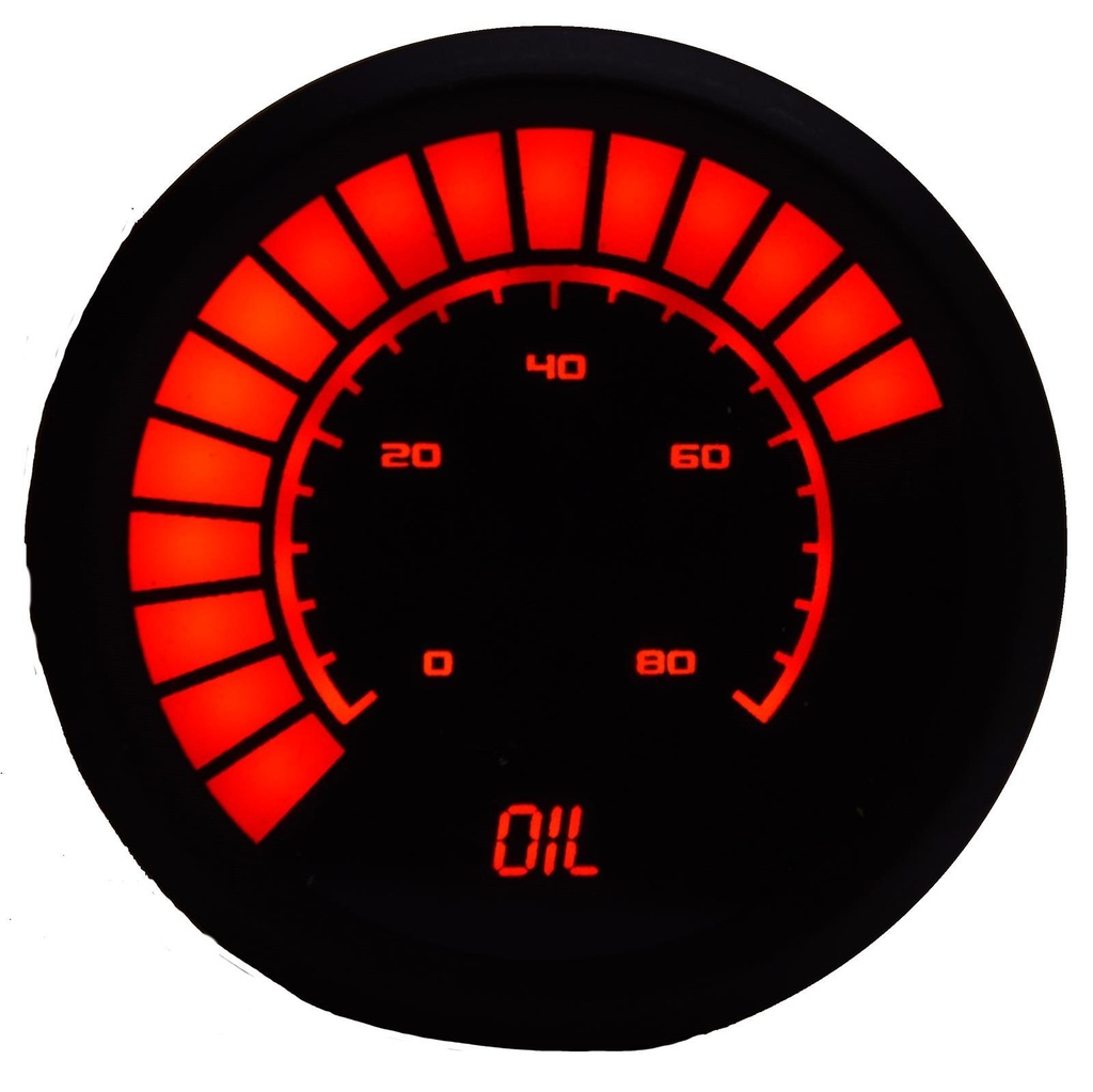[ITLB9114R] Intellitronix - 2-1/16 Analog Bargraph Oil Press Gauge 0-80 Psi