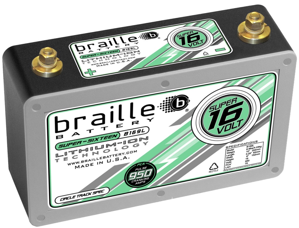 [BRBB169L] Braille Auto Battery - Lithium Ion Super 16 Volt Battery 950 Amps