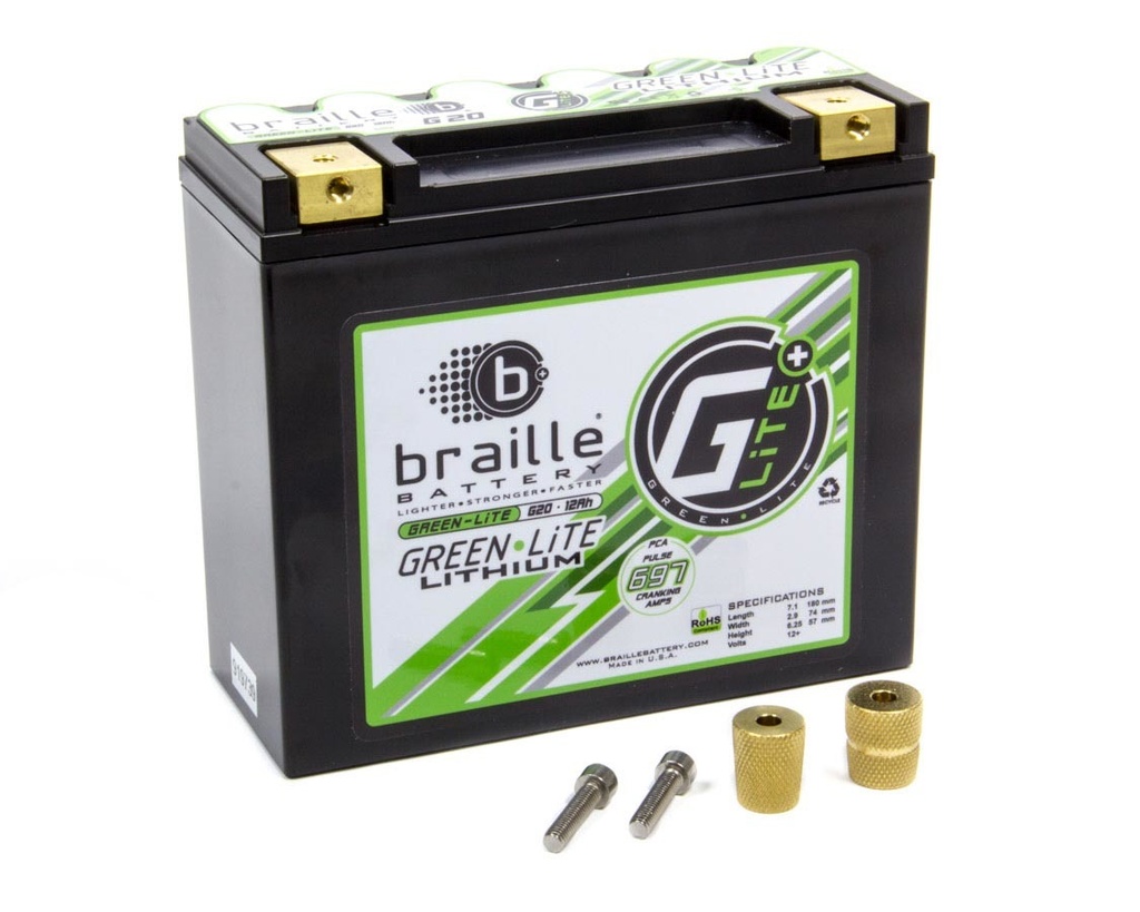 [BRBG20] Braille Auto Battery - Lithium 12 Volt Battery Green Lite 697 Amps