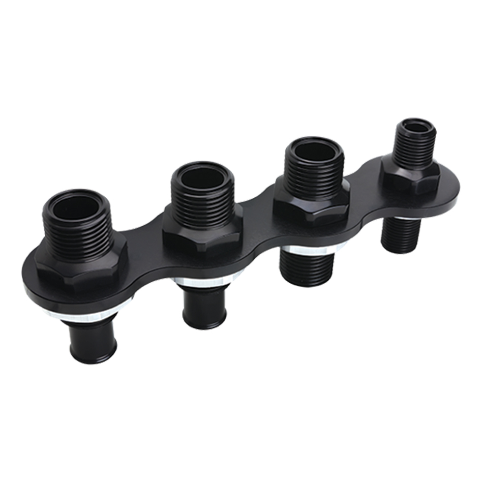 [BSPBLK66935] Billet Specialties - A/C & Heat Bulkhead Inline Push On 4-Port Black