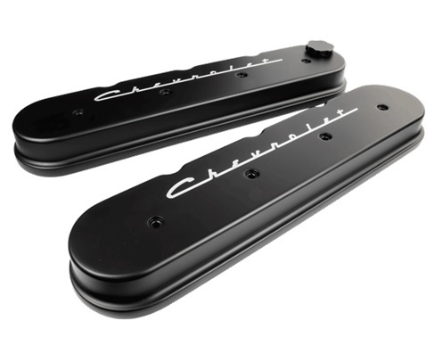 [BSPBLK95423] Billet Specialties - Ls Series Motor Valve Covers Blk Chevrolet Logo