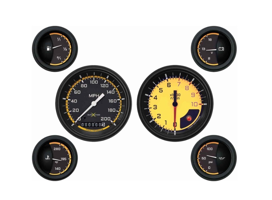 [CLAAX01YBLF] Classic Instruments - Auto Cross 6 Gauge Set Yellow