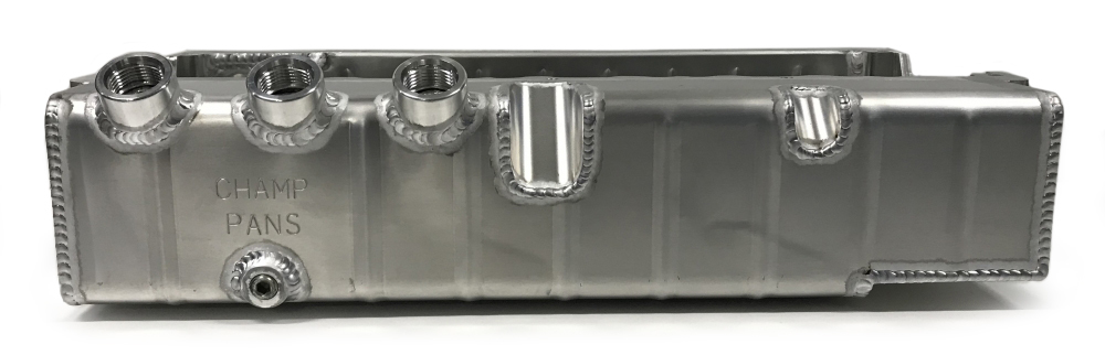 [CHAPRO172R3A] Champ Pans - SBC Alum. DS Oil Pan 3 O-Ring Ports 4.25 Deep
