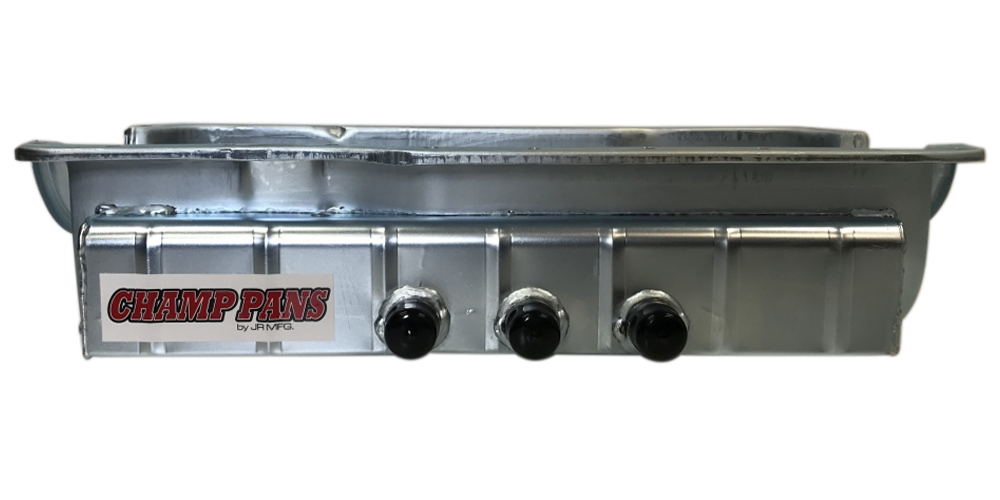 [CHACP351WKO-3] Champ Pans - SBF 351W D/S Oil Pan w/ KO & 3 #12an Fittings
