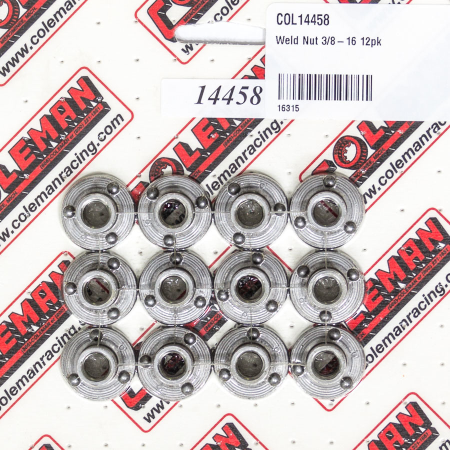 [COL14458] Coleman Racing Products - Weld Nut 3/8-16 12pk