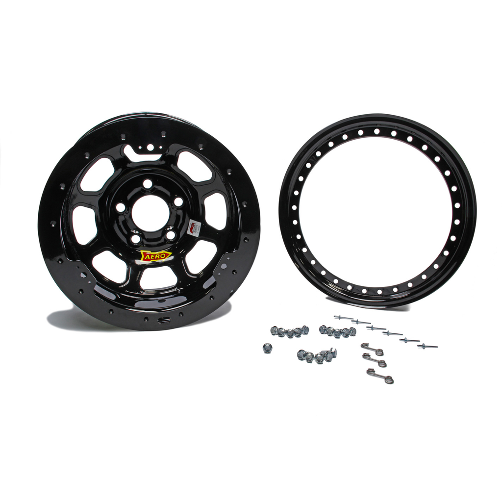 [ARW53-185040B] Aero Race Wheels - 15x8 4in 5.00 Black W/ Black Ring