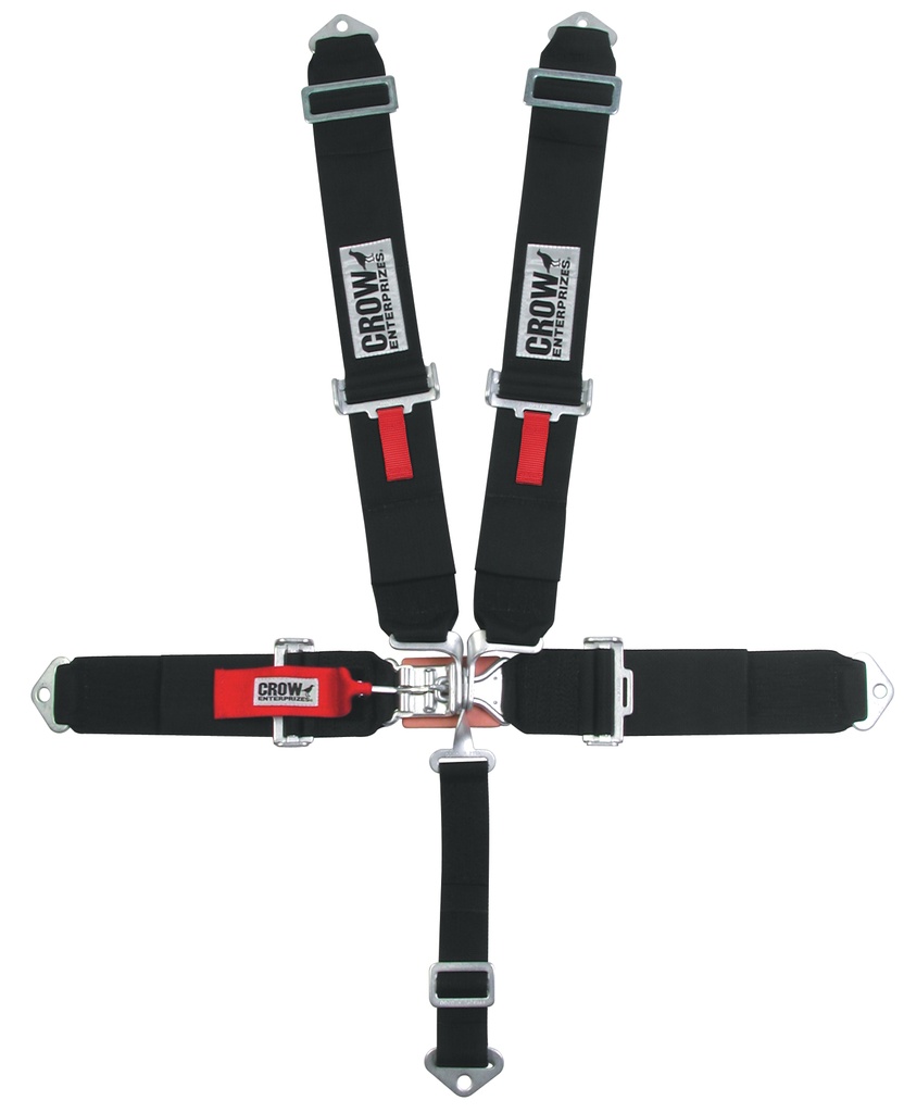 [CRW11004B] Crow Safety Gear - 5-Pt Harness Small Latch Blk Bolt In BLK Hardware