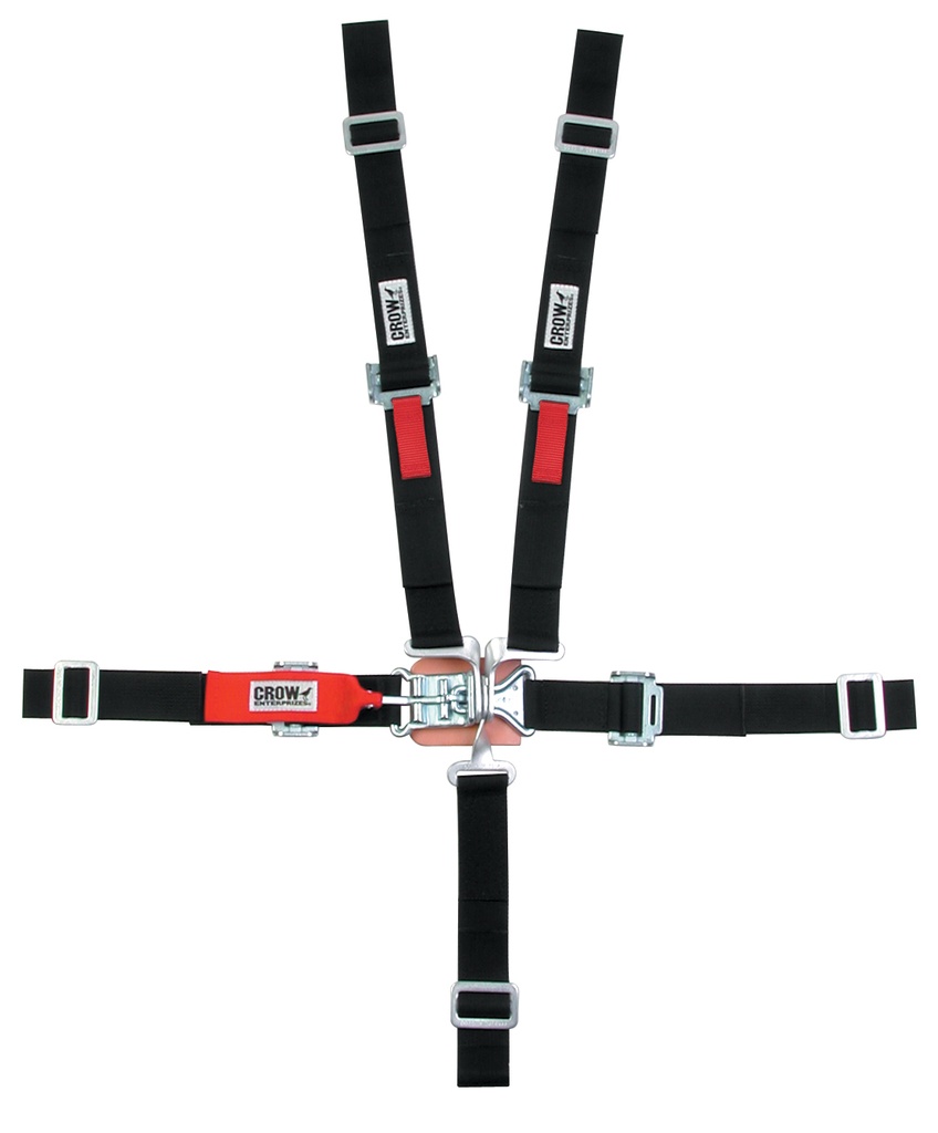 [CRW11184] Crow Safety Gear - 5 Point L&L 2in Lap Belt Pull Down Black SFI16.2