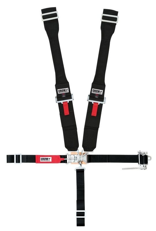 [CRW40044B] Crow Safety Gear - 5-Way L&L W/Ratchet On Left Side Lap Belt. Rig