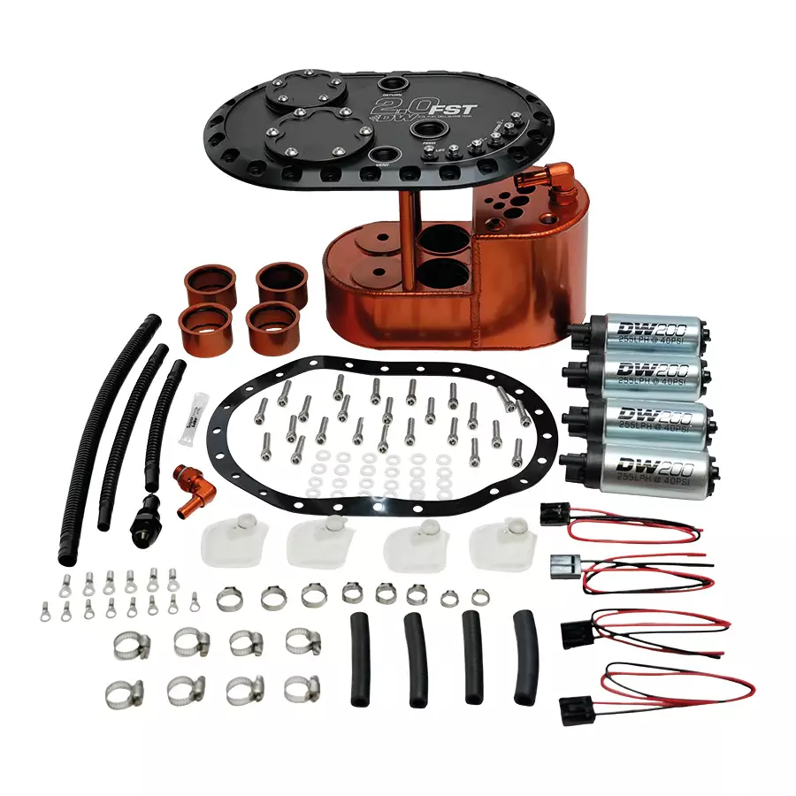 [DWK6-201-20FST] Deatschwerks - 2.0L Staged Fuel Cell Surge Tank With 4 DW200 Fu