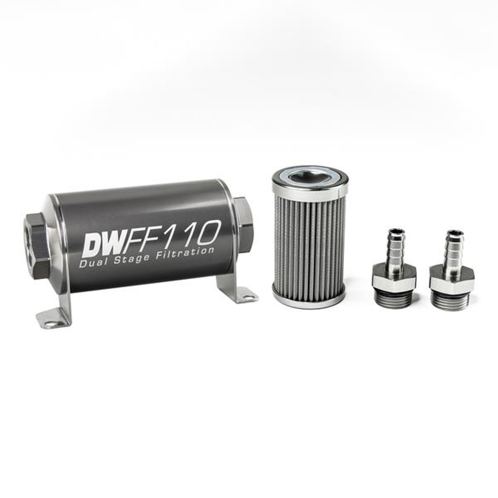 [DWK8-03-110-100K-38] Deatschwerks - In-Line Fuel Filter Kit 3/8 Hose Barb 100-Micro