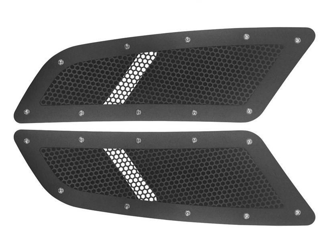 [DRAFR3Z-16C630-BK] Drake Automotive Group - 15- Black Speed Mesh Hood Vents