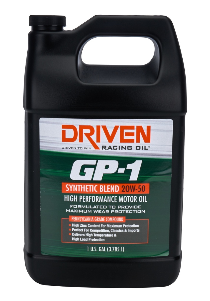[JGP19508] Driven Racing Oil - GP-1 Synthetic Blend 20w50 1 Gallon Jug
