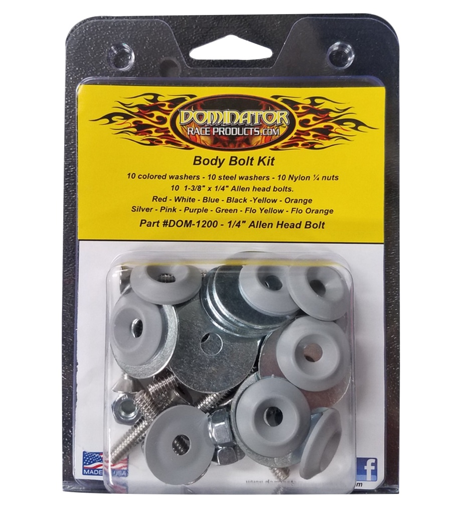 [DOM1200-A-GRY] Dominator Race Products - Body Bolt Kit Gray Allen Head