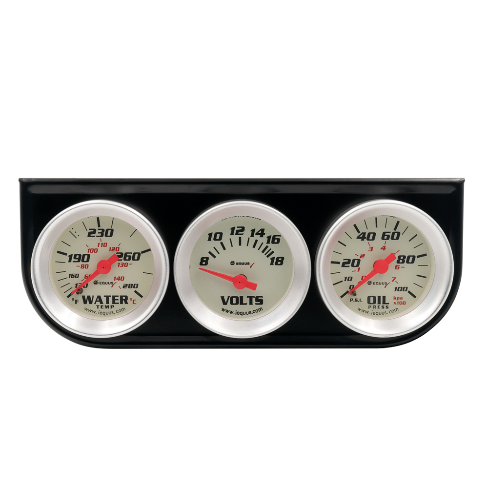 [EQUE8100] Equus - 1-1/2 Dia Triple Gauge Set W/Black Panel