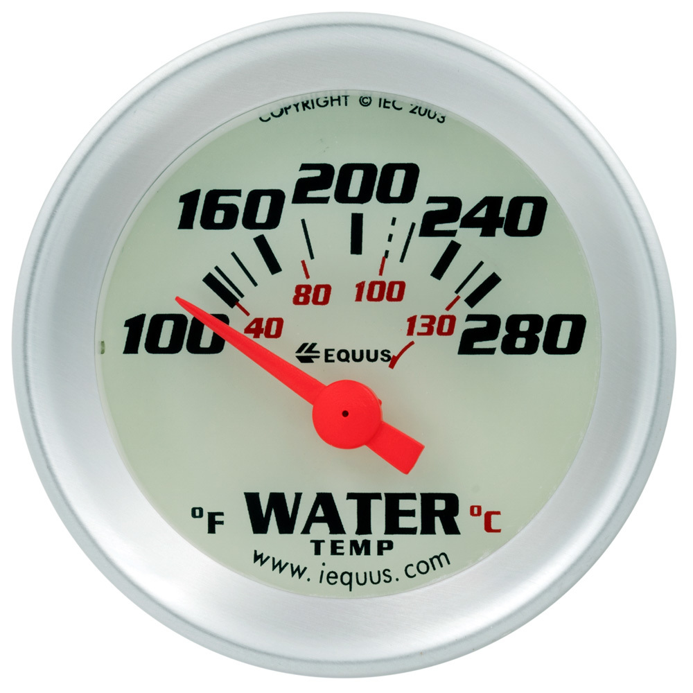 [EQUE8162] Equus - 1-1/2 Dia Water Temp Gauge Silver 100-280