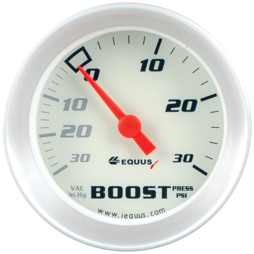 [EQUE8257] Equus - 2.0 Dia Vacuum/Boost Gauge Silver 30 Hg/30 Ps