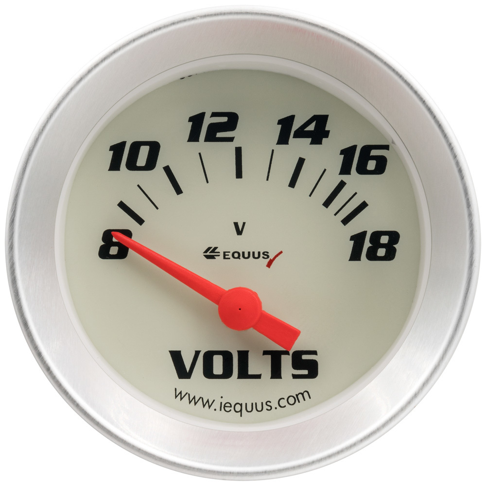 [EQUE8268] Equus - 2.0 Dia Voltmeter Gauge Silver 8-18 Volts