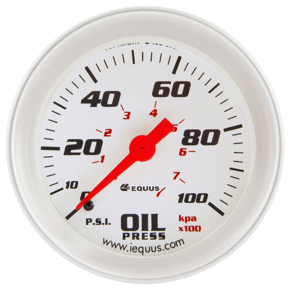 [EQUE8444] Equus - 2-5/8 Dia Oil Pressure Gauge Silver  0-100psi