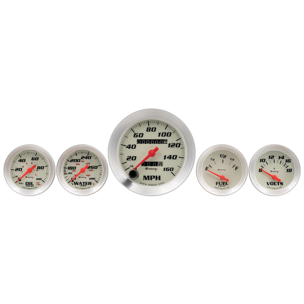 [EQUE8500] Equus - 5-Piece Gauge Set White Face/Silver Bezel