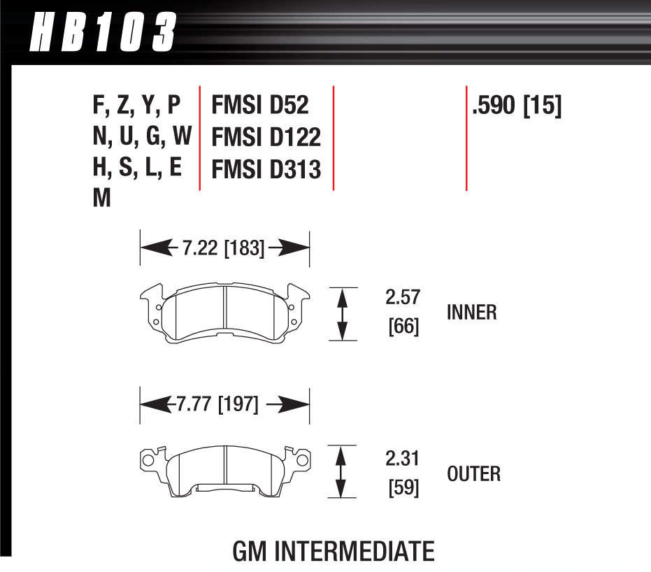 [HAWHB103W590] Hawk Brake - Full Size GM DTC-30