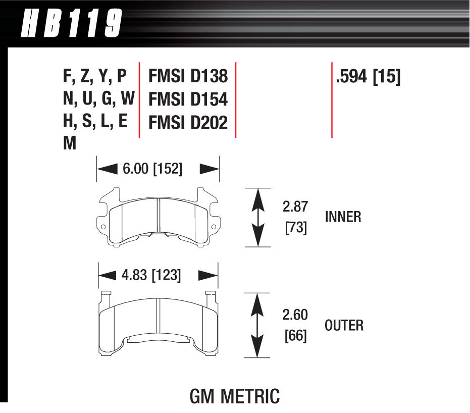 [HAWHB119M594] Hawk Brake - Metric Gm-Black