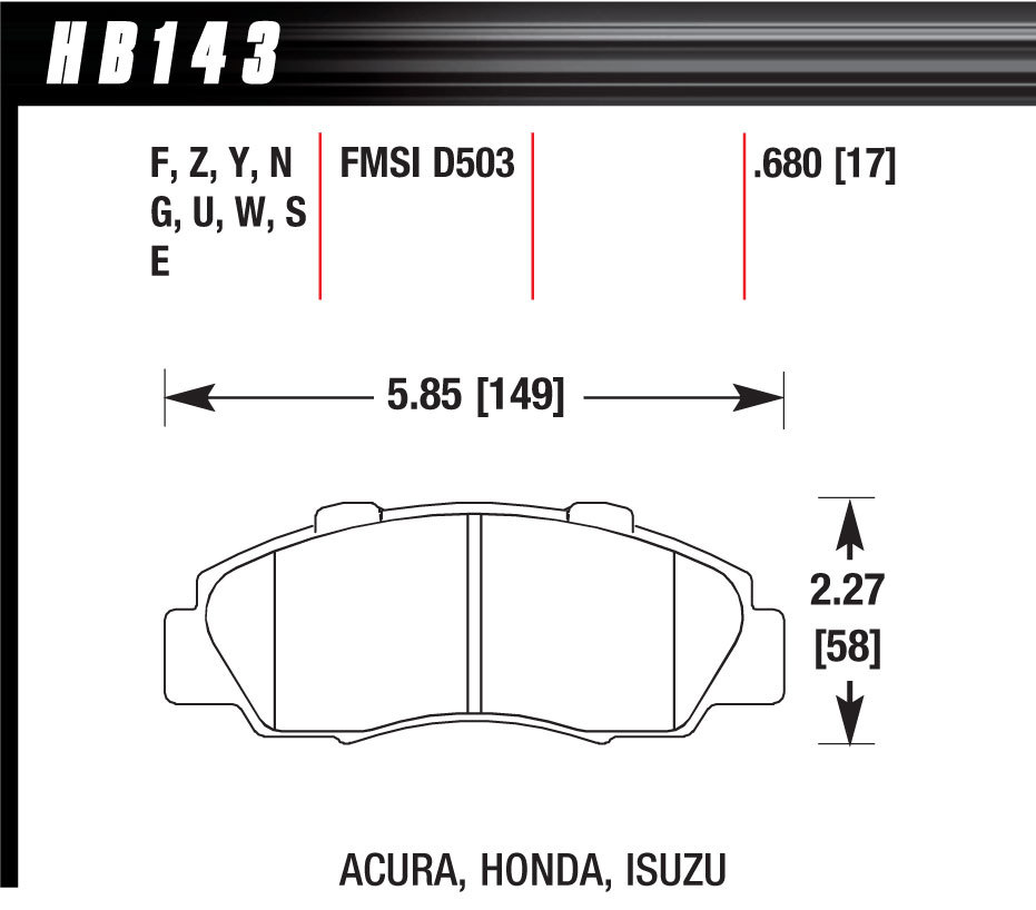 [HAWHB143F680] Hawk Brake - Performance Street Brake Pads (4)