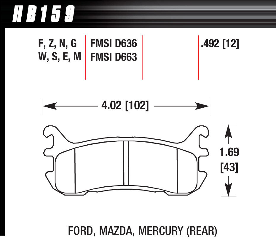 [HAWHB159G492] Hawk Brake - Street Brake Pads Rear Miata Dtc 60