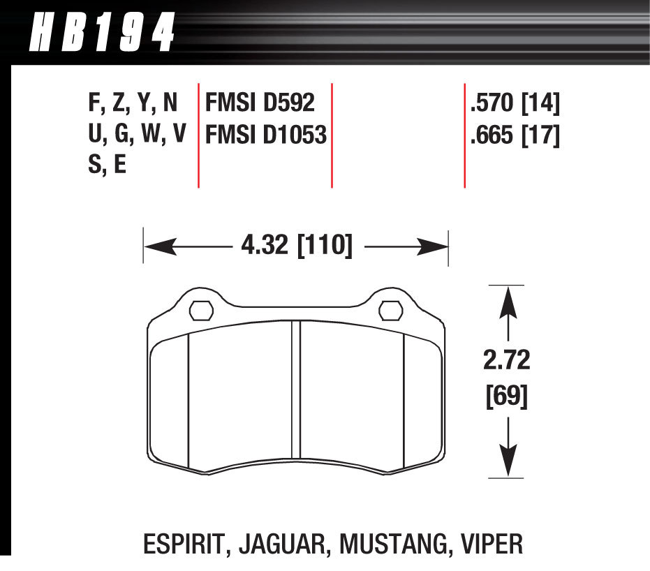 [HAWHB194Z570] Hawk Brake - Performance Street Brake Pad