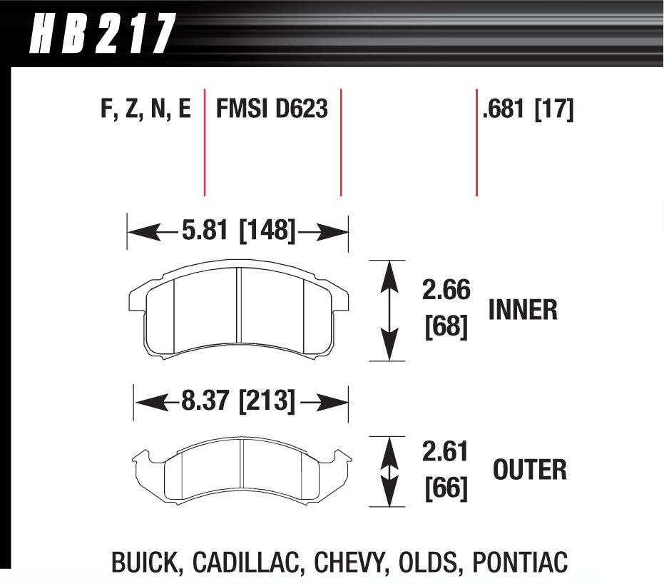 [HAWHB217F681] Hawk Brake - Performance Street Brake Pads (4)