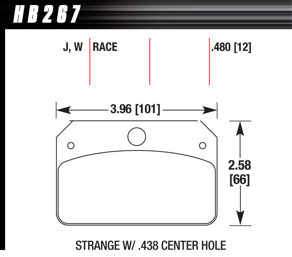 [HAWHB267J480] Hawk Brake - Brake Pads Rear Strange W/.437 Center Hole DR-97