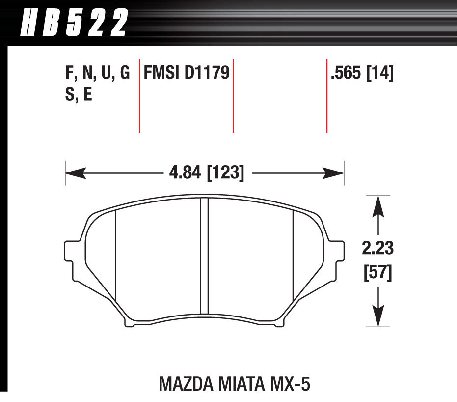 [HAWHB522N565] Hawk Brake - Brake Pads Front Mazda Miata HP Plus