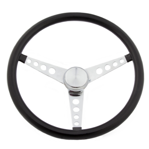 [GRT277] Grant - Classic 15in Black Vinyl Wheel - Chrome 3-Spoke