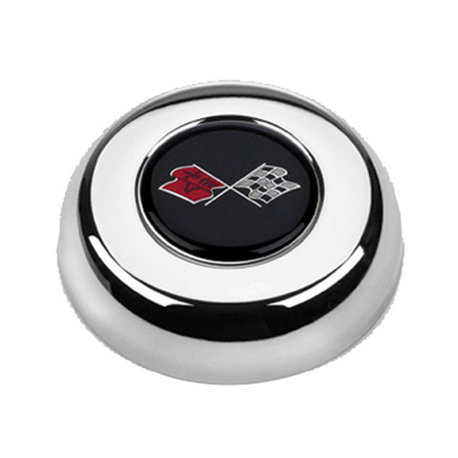 [GRT5632] Grant - Chrome Horn Button Corvette Flags
