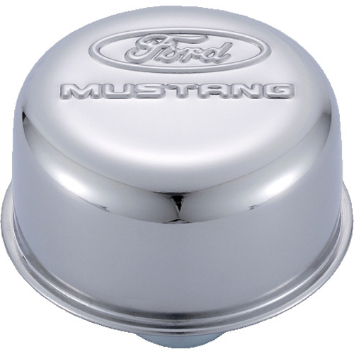 [FRD302-220] Ford - Chrome Steel Breather W/Ford Mustang Logo