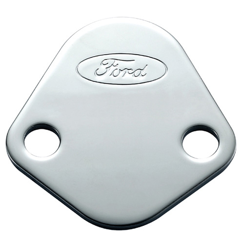 [FRD302-290] Ford - Fuel Pump Block-Off Plate Chrome W/Ford Logo